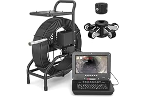 SANYIPACE Camara Inspeccion Tuberias 50M, Cámara de Alcantarillado HD con Transmisor de 512 Hz, Contador de Distancia, y Autonivelante, Endoscopio Tuberias Profesional con Teclado, Grabación de Audio y Video