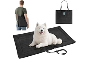 Kritter Planet Portable Waterproof Dog Mat, Foldable Dog Settle Camping Mat, Travel Pet Bed Mat for Car Boot, Black, 127 x 70 cm