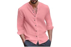 MOKBAY Chemise Homme en Coton et Lin Manches Longues Vintage Casual Tendance Button Shirts pour Hommes sans Repassage