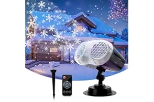 ROVLAK Projecteur Noel Exterieur LED Binoculaire Projecteur Snowfall Effet Flocon de Neige IP65 Étanche Lampe Projection avec Télécommande Decoration Noel Intérieur pour Noël New Year Jardin Yard