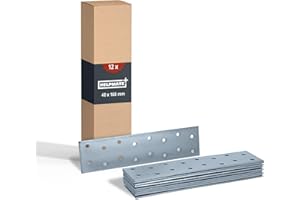 HELPMATE – 12 Stück Lochplatten 40x160 mm – Flachverbinder galvanisch verzinkt & blau passiviert – Holzverbinder mit hervorragendem Korrosionsschutz, stabil & langlebig – einfache Montage