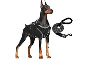 Supet Pettorina per Cani Antistrappo, Pettorina Imbottita con Strisce Riflettenti, Pettorina Morbida Regolabile per Cani, Pettorina Traspirante per Cani di Taglia Grande, Media e Piccola Black