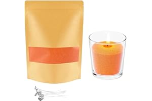 TUMYBCC Pearled Candle Sand Making Kit - 10 Colors Candle Making Kits for Adults with 5 Pcs Wicks - Refillable Sand Pearled Candle Wax Pearl Granules Powder for DIY Candles Making (100g Orange)