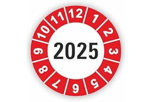 ‎FASSBENDER-DRUCK PRÜFPLAKETTEN Fassbender-Druck PRÜFPLAKETTEN - Hochwertige Prüfetiketten JAHRESPLAKETTE 2025 Ø 30mm - Selbstklebende PVC-Folie - Wartungsetiketten für Prüfung - Prüfplakette für Prüfungsnachweis (30 Stück)