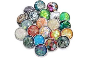 Soleebee 24 pcs Bouton Pression en Cristal Coquille Opale Bijoux Charms de 20mm