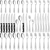 Suvexor 36-Piece Cutlery Set for 6 People, Stainless Steel | Mirror Finish Knives, Forks and Spoons Set, Dishwasher Safe, Ide