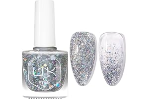 MEITREND Silver Flash błyszczący lakier do paznokci, szybkoschnący lakier do paznokci, długotrwały, kolorowy lakier z brokatem, regularny, nietoksyczny lakier do paznokci, bez lampy UV, dla kobiet, Nail Art