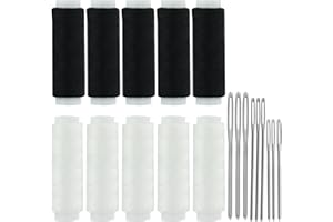 ONRYSXN Black and White Sewing Thread, Needle and Thread Portable Travel Sew Kit for All Materials and Fabrics Suitable Hand-Sewing Clothes Curtains and DIY Accessories(5 Black 5 White 9 Needle)