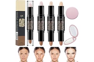 OHSN Contouring Sticks 3 pcs Contour Stick 2-in-1 Conturingstift Konturenstift Highlighter Stick Bronzer Stick Milk Contour Stick Highlighter Stift Contour Stift Mit 1 Beidseitig klappbarer Kosmetikspiegel