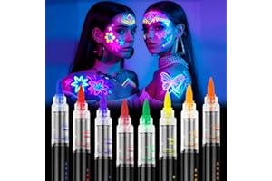 LOPHE Fluorescenti Matite Trucco per Viso e Corpo, 8 Colori Lavabile UV Fluorescente Colorato Neon Kit, Pittura Corpo Sicuro e Non Tossico per Feste, Cosplay, Halloween e Natale