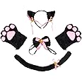 Beelittle Cat Cosplay Costume Kitten Ears Tail Collar Paws Cat Cosplay Collection 5 Pack (Black)