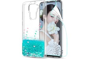 LeYi Funda Xiaomi Redmi Note 9 Silicona Purpurina Carcasa con HD Protector de Pantalla, Transparente Cristal Bumper Telefono Gel TPU Fundas Case Cover para Movil Redmi Note 9 ZX Verde