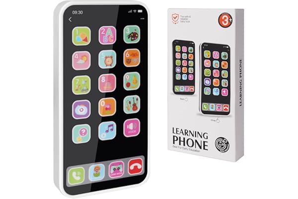 Aolso Téléphone Jouet pour Enfants, Jouet d’éveil, Le Smartphone Éducatif, Machine d'apprentissage de L'anglais Téléphone Portable à écran Tactile Léger Musical Portable (Blanc)