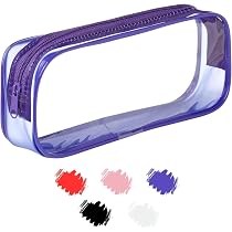 Soul Projekt Trousse Scolaire Transparente Grande Taille - 22x10.5x6.5cm - Pochette Maquillage Voyage, Trousse Toilette - Rouge