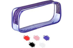 Soul Projekt Trousse à Crayons Transparente pour étudiants Examen, Bureau, Papeterie. Pochette de Maquillage de Voyage, Trousse de Toilette Portable, cosmétique, PVC, Pencil Case