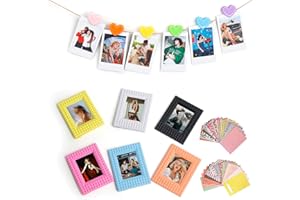 AISNYHO 6 Stück Desktop-Bilderrahmen, 3“ bunte Fotorahmen mit Filmrand Aufkleber und Clip passend für Fujifilm Instax Mini 12/11/8/9/90/40/EVO, für Polaroid 3“ Filmfoto (6 Farben+ Aufkleber+Clip)
