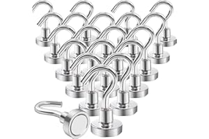 OCEUMAOA 20Pezzi Ganci Magnetici Extra Forti Neodimio Calamita con Gancio Potente Piccole non c'è bisogno di Fare Buchi Magneti Frigotelaioin Ferro,Soffitto,Cucina,Pesante Magnete Ganci 16mm