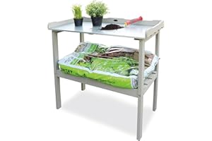 HABAU Pflanztisch mit Arbeitsplatte aus Metall und Ablage, 78 x 38 x 85 cm