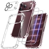 FLLAO 4 in 1 Case for iPhone 18 Pro MAX 6.9", Clear | 2 Screen Protector and 1 Camera Lens Protector, Built-in Air Pad, Anti-