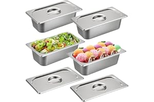 SUMNACON Lot de 4 récipients gastronomiques 1/3 en acier inoxydable de qualité alimentaire, empilables, avec couvercle, de -60 °C à 400 °C, passent au lave-vaisselle, pour escalopes, viande, poisson