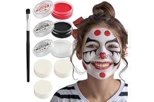 ‎FESTICY Festicy Profi Theaterschminke Set I 3 Farben (Schwarz, Rot, Weiß) I je 20 g pro Farbe I Inklusive 3 Schwämme & 1 Pinsel I Halloween Schminke, Fasching & Bodypainting Farben, Vampir, Gesichtsschminke