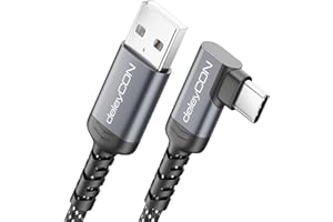 deleyCON 1m Kabel USB-C Kątowy 90° - USB-A do USB-C, Kabel ładujący i Danych do iPhone 17 16 15 Pro Max Air, Galaxy A16 A56 S25 S24 S23, Pixel, AirPods, Laptopa, PS5