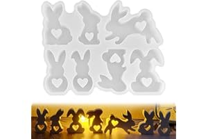 GWAWG 7 Pcs Easter Rabbit Silicone Moulds, 3D Bunny Candle Moulds for Candle Making Epoxy Resin Casting Moulds Rabbit Candle Molds for Making 3D Candles Soap Wax DIY Crafts Handmade Gifts