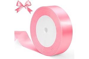 BTTNG Pink Satin Ribbon 15mm for Gift Wrapping, 22M Satin Ribbon for Crafting,Fabric Thick Ribbon Pink Polyester Ribbon for Balloon,Christmas,Valentine,Cake,Hair Bows,Wedding Party Decoration，etc.