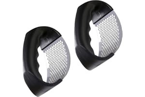 Ajuanbazha 2 Pcs Picador de Ajos Manual, 2024 Nueva Prensa de Ajos de Acero Inoxidable, Machacador de Ajos Rocker, Triturador de Ajos de Alto Rendimiento, Garlic Crusher para de Cocina (Negro)