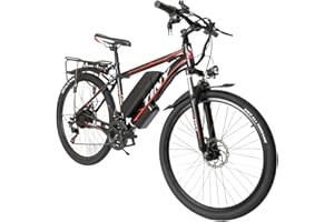 CLEADONG 26 Zoll E-Mountainbike, 21-Gänge 250w 36v Elektrofahrrad, 25km/H Höchstgeschwindigkeit Ebike mit Beleuchtung, E Bike für Erwachsene Herren Damen Tragfähigkeit 120kg, Schwarz