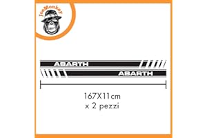 JOEMONKEY Adesivi Auto Accessori Tuning - Decorazioni con Strisce Adesive Laterali Universali per Carrozzeria – Adesivo (500 595 695 Abarth Colore nero opaco) – Made in Italy