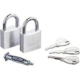 ABUS Vorhängeschloss Titalium 64TI/30 - 2er Set, gleichschließend - Kellerschloss mit Schlosskörper aus Spezial-Aluminium - g