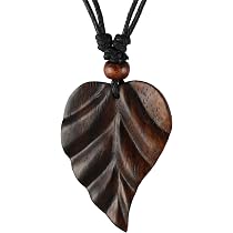 Avalaya Collana Lunga Con Ciondolo Cuore In Legno Blu – Cordino In Cotone Nero Regolabile 100cm