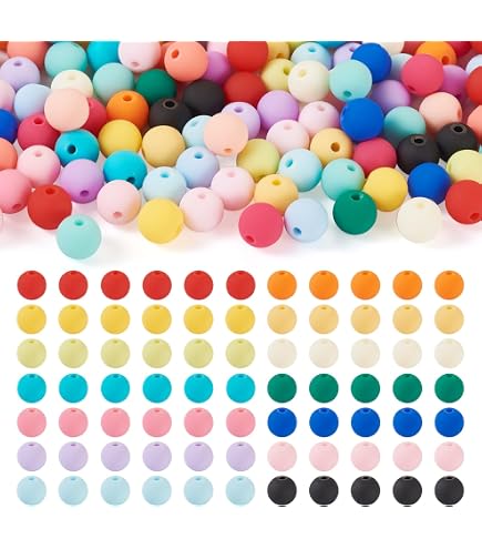 100 Perles En Silicone Multicolores - 9mm Et 15mm - Pour Bracelets DIY, Porte-clés, Déco - 7
