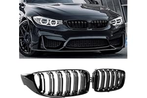 YIUBCZOQI F32 Parrilla Delantera para BMW Serie 4 F32 F33 F36(2014-2019) M3 F80 M4 F82 F83(2015-2019) Negro Brillante Doble Rejilla De Riñón