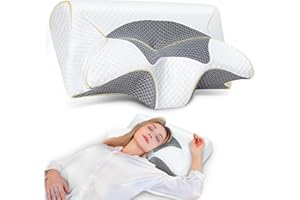 ‎SAHEYER SAHEYER Nackenkissen Memory Foam Kissen, 2 in 1 Nackenstützkissen Kopfkissen Seitenschläfer für Bauchschläfer & Rückenschläfer, mit Waschbarem und Atmungsaktiv Kissenbezug, 59 * 43 * 12/15cm, Grau