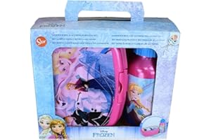 Theonoi Juego de desayuno infantil de 2 piezas, a elegir: Frozen – Minnie – 1 fiambrera y 1 botella de aluminio/botella de aluminio para niñas (Frozen)