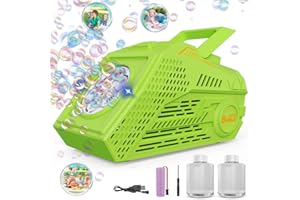 P PANACARE PANACARE - Machine à bulles automatique - 10 000 + bulles/min - Avec batterie rechargeable - 2 solutions à bulles - Lumières colorées - Portable - Pour anniversaire, fête, mariage