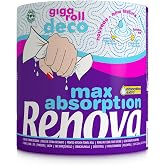 RENOVA Gigaroll Decorated Kitchen Roll, 1 gigarroll = 8 rolls | 1 gigarroll decorated, durable maxi absorbent paper, central