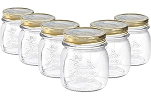 Bormioli Rocco Quattro Stagioni di Vetro Barattoli - Tradizionale della Cucina di Scatola Metallica con Tappo a Vite Coperchio - 250ml - Confezione da 6