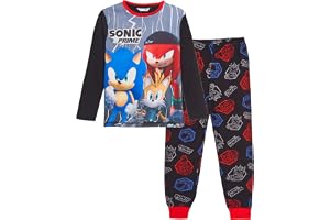 Sonic the Hedgehog Pyjamas för Barn Pojkar Tails Knuckles Pyjamas i Full Längd T-Shirt + Loungebyxor Set