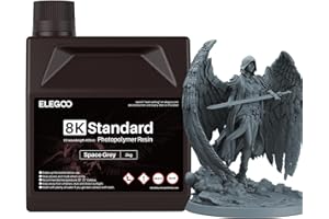 ELEGOO 8K 3D Printer Resin, Standard Photopolymer Resin 405nm UV-Curing Resin, Best for 8K/9K/12K/14K/16K LCD 3D Printer Space Grey 2000G