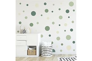 yabaduu 100 punti adesivi a forma di cerchi, per camera da letto, dei bambini, adesivi per la decorazione autoadesivi, colore pastello (Y035-12 verde foresta)