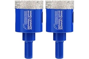 SHDIATOOL Wiertła diamentowe 2 szt. 32 mm trójkątny trzpień otwornica do płytek porcelanowych marmur ceramiczny granit