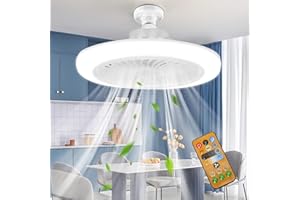 UOEONR Lampada ventilatore da soffitto,Lampada a ventilatore,E27 Lampadario a Soffitto,Ventilatore da Soffitto Silenzioso con Luce e Telecomando,3 Velocità,Temporizzabile (Con Telecomando)
