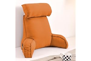 XIEMINLE Großes Lesekissen für Sofa, Stuhl, Bett, Armkissen, Kuschelkissen, Lendenwirbelstützkissen, Rückenlehne, Loungekissen, Taillenkissen, Rückenstützkissen zum Lesen, 75 x 40 x 55 cm, Orange