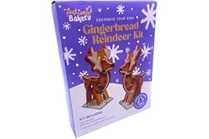 AKEDE Decorate Your Own Gingerbread Reindeer - Easy To Make - No Baking - Includes Pre-shaped Gingerbread, Icing & Decorations - Christmas Fun For All The Family!