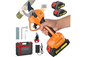 POIFL Tijeras De Podar 35mm, Tijeras De Podar Eléctricas De 2000mah Con Pantalla Lcd y Cuchillas Sk7, Motor Sin Escobillas De 800w, Tijeras De Podar Con Batería Recargable