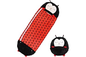 WGYTECH Schlafsack Kinder, Weich Flauschiger Kinderschlafsack, 2 in 1 Zusammenfaltbarer Kuscheltierschlafsack mit Kissen für Mädchen und Jungen, Spielen - kuscheln - schlafen