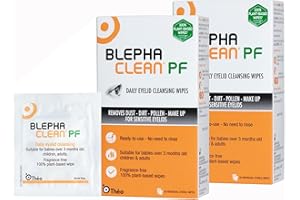 Blephaclean PF Daily Eyelid Wipes x 40 - Gentle Cleansing for the eyelids and skin around the eyes | Suitable for Babies (over 3 months old), children & adults |40 Sterile Plastic-Free Wipes x 2 packs
